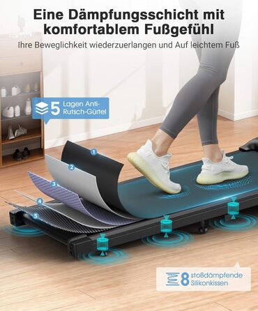 Бігова доріжка під стіл THERUN Walking Pad 2.75HP з пультом та LED-дисплеєм для дому та офісу