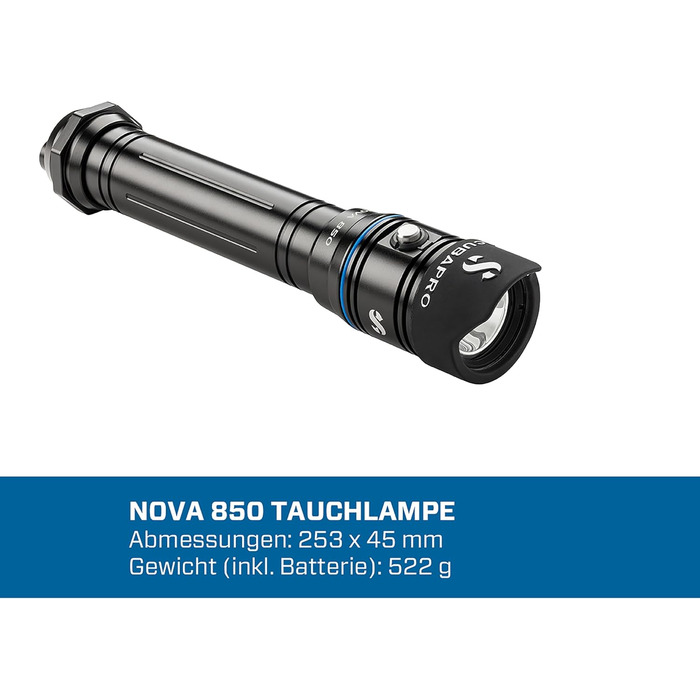 Scubapro Nova 850 - Електрична підводна ліхтарна система для дайвінгу