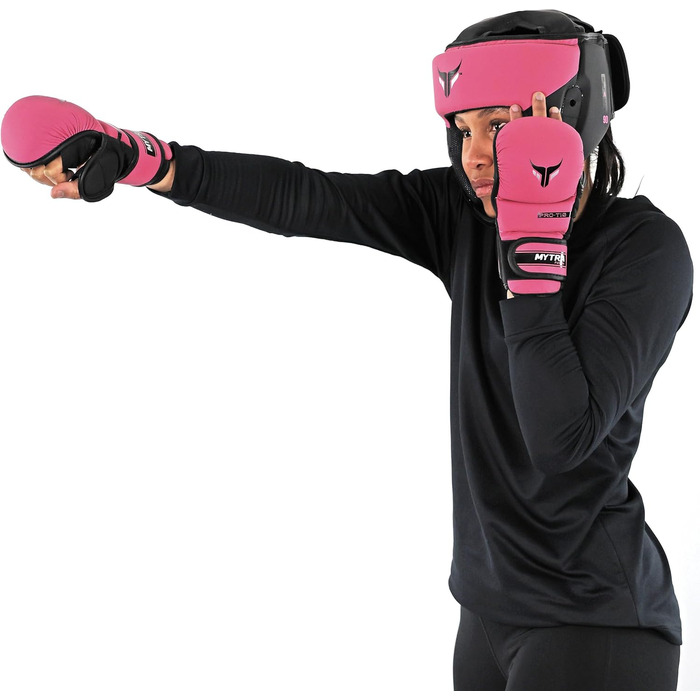 MMA рукавички Mytra Fusion для жінок, 7oz, відкрита вентильована долоня, для спарингу, рожеві