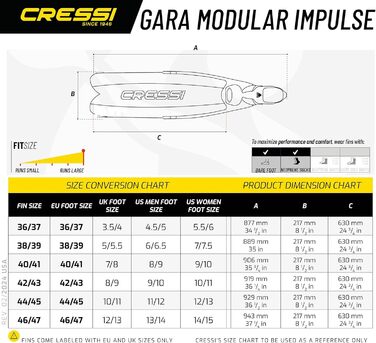 Ласти Cressi Gara Modular Impulse для фрідайвінгу з змінними лопастями, Італія, чорний