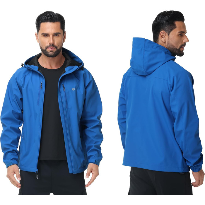 Чоловіча куртка Softshell Huayuzh — водонепроникна, вітрозахисна та дихаюча outdoor куртка-вітровка для походів та кемпінгу, XL, синя