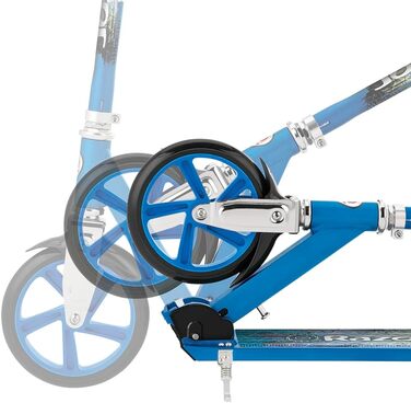 Самокат Razor A5 Lux з великими 8'' колесами, складаний, легкий, регульований кермо, до 100 кг, синій