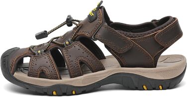 Чоловічі сандалі FLARUT для туризму та пляжу, шкіряні трекінгові, темно-коричневі, 42 EU