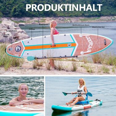 SUP-дошка COOLCAA 354x86x15 см, деревна текстура, комплект аксесуарів, вантажопідйомність 210 кг, для дорослих і підлітків, всі рівні