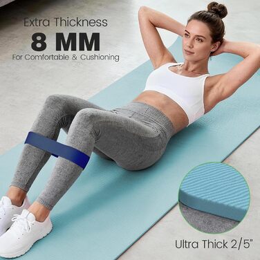 Йога мат Soontrans: протиковзаюча, 8 мм, TPE, з гумками та подушкою для колін, 183x68 см (Блакитний)