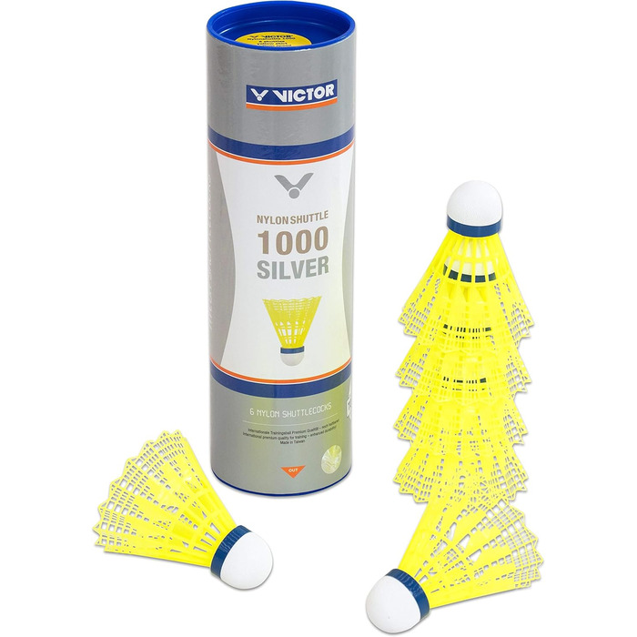 Набір шатлів для бадмінтону Victor Nylon 1000 (6 шт. у коробці) - блакитно-білий (середній)