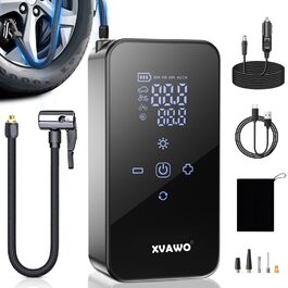 Електричний міні-компресор для накачування шин: насос для велосипеда, авто, мотоцикла, електровелосипеда та м'ячів з цифровим дисплеєм та акумулятором