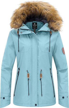 Водонепроникна лижна куртка Wantdo Daen: тепла, з штучним хутром, для гірськолижного спорту (блакитний, XL)