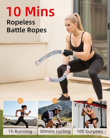 Битва-канат Abahub з утяжеленням, без мотузки, для дому: тиха домашня тренування, екіпірування для фітнесу, HIIT та аеробні вправи, 2 шт., рожевий