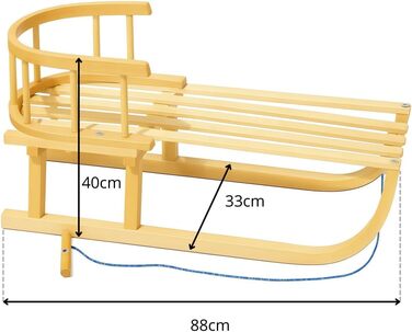 Дитячий санки на дереві з підніжкою та зимовим мішком, 90 см, з пудкою | 10 кольорів (сірий)