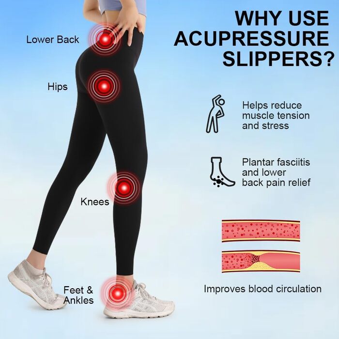 Масажні тапочки для ніг ACWOO - масажер для стоп, для чоловіків та жінок, розмір 42-43, для покращення кровообігу та полегшення болю при п'яткової шпори та планарної фасціїті.