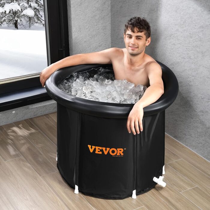 VEVOR льодяна ванна 330 л, надувна складна ванна з кришкою, 85x75 см, бочка для крижаних ванн для дому та вулиці, кріотерапія, для спортсменів і початківців