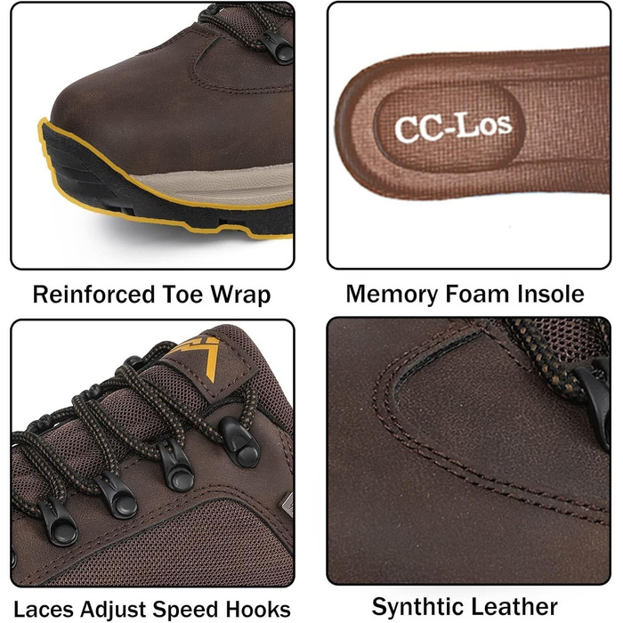 Черевики для трекінгу CC-Los чоловічі водонепроникні, легкі, з антиковзаючою підошвою, з захистом щиколотки, розмір 40-48 (48 EU, Коричневий)