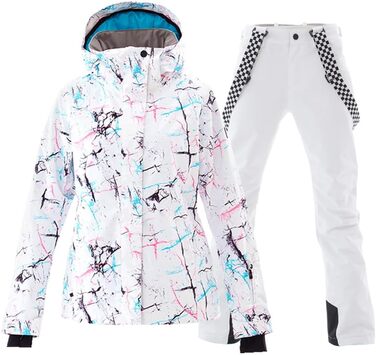 Жіночий сніговий комбінезон HOTIAN: водонепроникний, вітронепроникний, теплий, для катання на лижах, сноуборді, походів та альпінізму. SMN M 2colorful+white