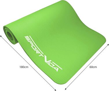 Килимок для йоги SportVida з нековзким покриттям - NBR, 180 x 60 x 1 см, для дому, з сумкою, фітнес, 6 кольорів