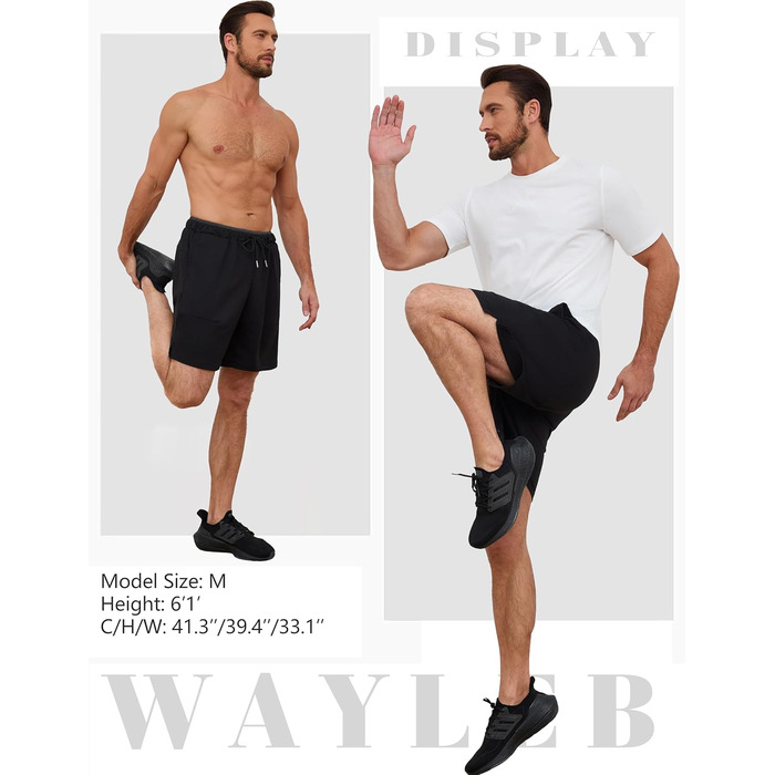 Чоловічі спортивні шорти Soer Activewear з кишенями та блискавкою, бавовняні шорти для бігу та відпочинку, чорні (XL)