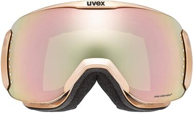 Лижна маска uvex dh 2100 WE Glamour для дорослих, хромована, захист від спотворень, контрастна лінза, розмір універсальний, рожево-зелена