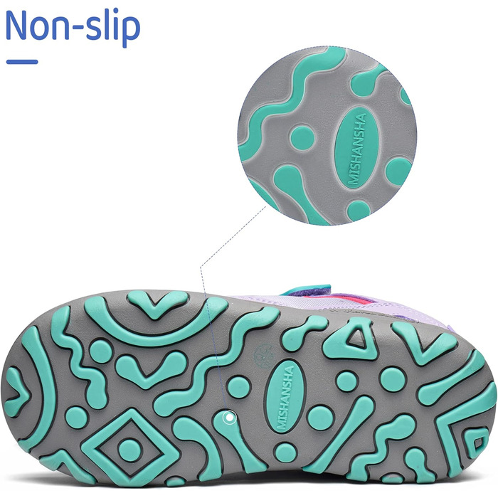 Дитячі трекінгові кросівки Mishansha для активного відпочинку, спорту та прогулянок. Зелені кросівки для дівчаток, розмір 29 EU, фіолетовий колір. Легкі та зручні кросівки для туризму та повсякденного носіння.