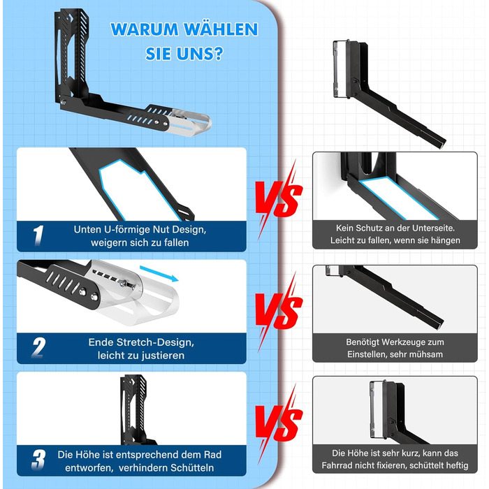 Настінна підставка для велосипеда IMAYCC - міцна, до 40 кг, для гаража, біла