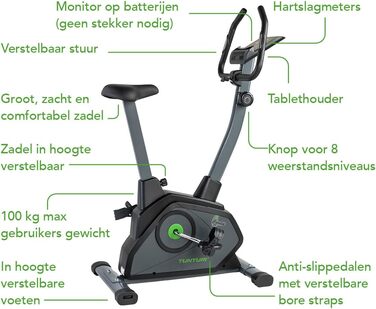 Велотренажер Tunturi Cardio Fit B35 з LCD-дисплеєм та тримачем для планшета, чорний – фітнес велотренажер для дому