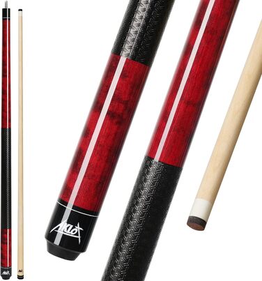 AKLOT Більярдний кий 58' (18oz-21oz) - канадський клен, шкіряна насадка 13mm, 3D ручка, прецизійне з'єднання, для гравців (Бордовий, 570g)