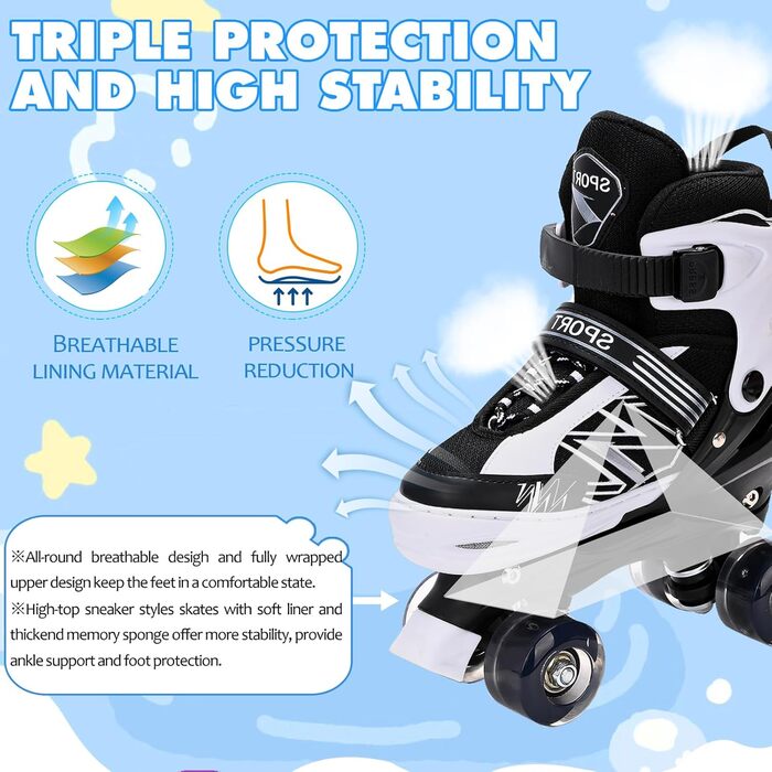 Роликові ковзани для дітей LOKJIJI: регульовані, фіолетові та білі, для початківців