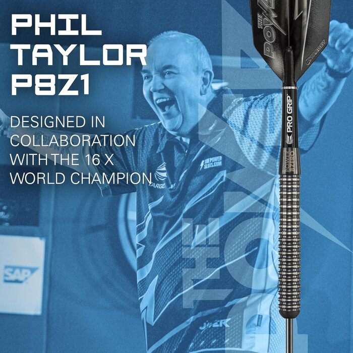Дартс Target Phil Taylor Power 8-Zero, 80% вольфрам, сталь, 25 г, чорний титан