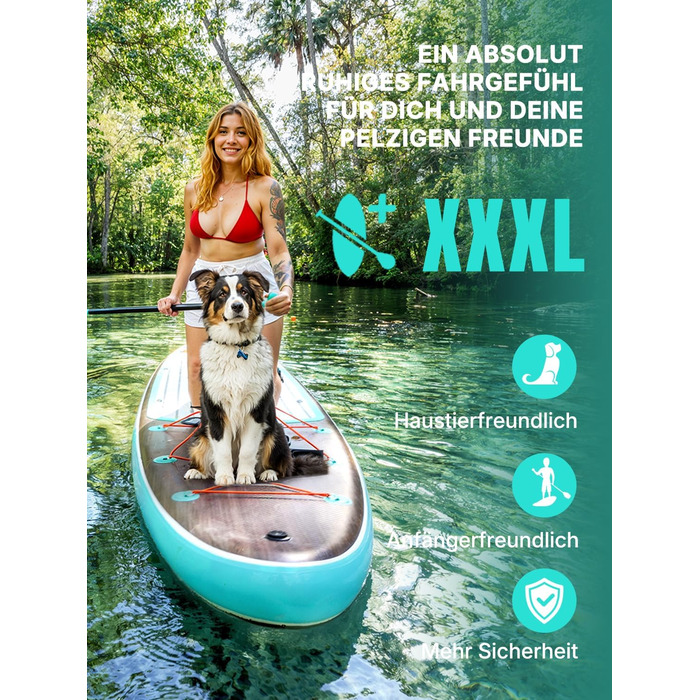 Надувний SUP дошка Niphean (Extra Groß) для 2+1 особи/сім'ї з балансуючими крилами, водонепроникний чохол для телефону, дошка для станд-ап паддлбордингу для дорослих, подарунок, Teak Zephyr