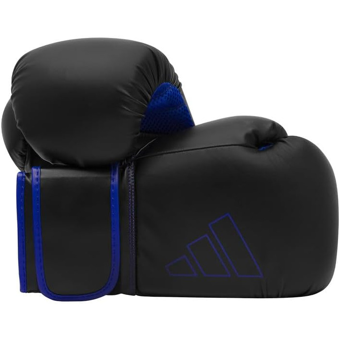Боксерські рукавички adidas Hybrid 80 для боксу, кікбоксингу, MMA, тренувань, 6 унцій, чорні/сині, унісекс