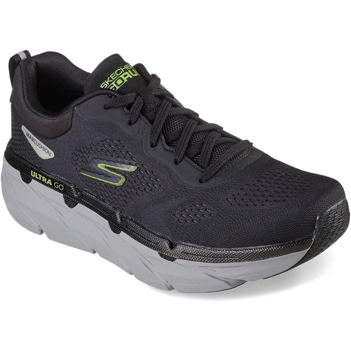 Чоловічі кросівки для бігу Skechers Max Cushioning Delta, чорний та лаймовий, розмір 45 EU, тканина