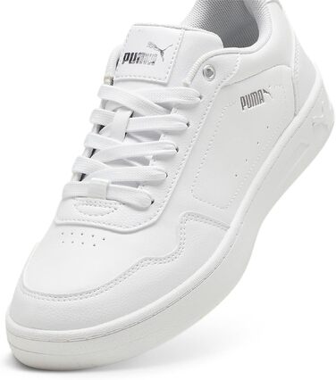 Жіночі кросівки PUMA Court Classy Basic — білі з сріблястим металіком, розмір 41 EU