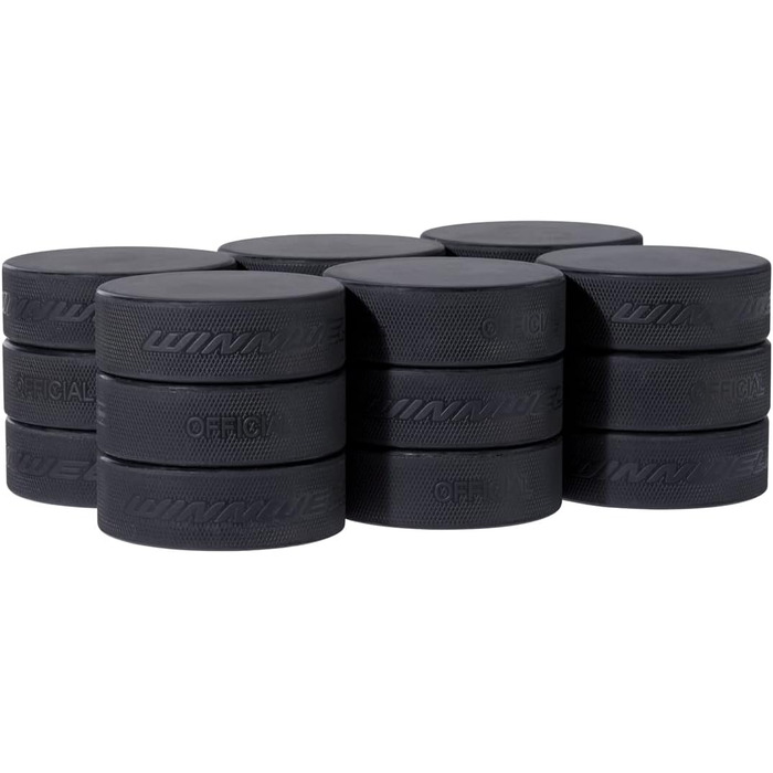 Ковзанкові шайби Winnwell, чорні, набір 18 шт., 170 г, офіційний розмір, для тренувань та відпрацювання навичок