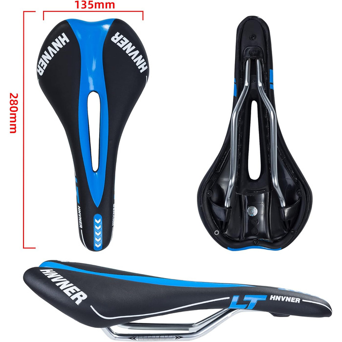 Комфортний сідло для велосипеда: ергономічне, Hohl, для міських велосипедів, шосе, MTB (280x140x55 мм, PU, чорний/синій)