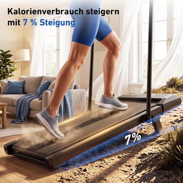 Бігова доріжка DeerRun Walking Pad з нахилом 6% для дому та офісу, компактний тренажер під стіл з LED-дисплеєм, пультам та підтримкою App, до 136 кг (Чорний)