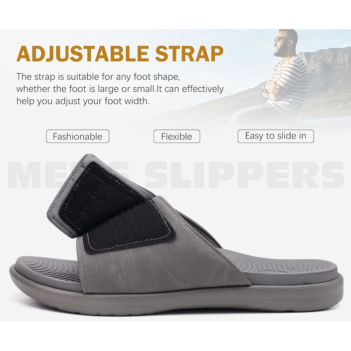 Чоловічі сандалі ONCAI з регульованими ремінцями, відкритим носком, сірі (48 EU)