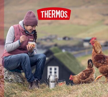 Термос STAINLESS KING з нержавіючої сталі, 0,47 л, чорний матовий, з ложкою, BPA-free