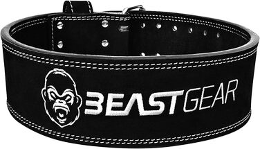 Пояс для пауерліфтингу Beast Gear PowerBelt, преміум, нубукова шкіра, 10 мм, 10,2 см, подвійна пряжка, XL, чорний