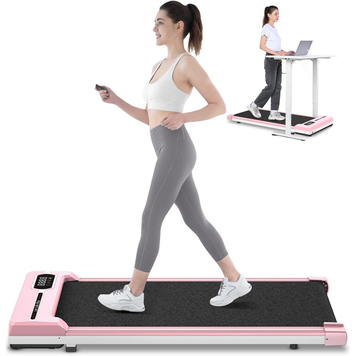 Ходьбова доріжка HomeFitnessCode - компактний електричний біговий тренажер для дому (рожевий)