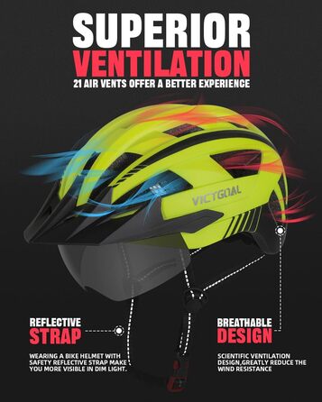Велошолом VICTGOAL для чоловіків і жінок, MTB, знімний магнітний козирок, вентиляція 21 канал, регульований