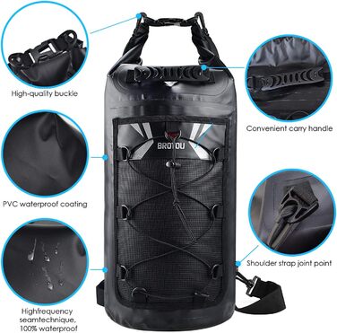 BROTOU Сумка-мішок Dry Bag 20L, водонепроникна, для каякінгу, риболовлі, плавання та водних видів спорту