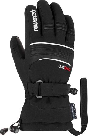 Дитячі гірськолижні рукавички Reusch Softshell, водонепроникні та вітрозахисні, чорно-білі, розмір 6