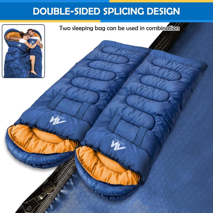 Спальний мішок Outdoor Deckenschlafsack Koppelbar, 5-15°C, 220x80 см для дорослих. Підходить для кемпінгу, трекінгу, риболовлі, подорожей. Водонепроникний, 3-сезонний, з можливістю з'єднання. Ліва блискавка.