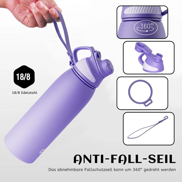 Термос-бутилка Fjbottle з нержавіючої сталі для води та напоїв, з магнітною кришкою, 1л/800мл/600мл/400мл/1500мл, без BPA, герметична, для дітей, газованих напоїв, школа, спорт, фітнес