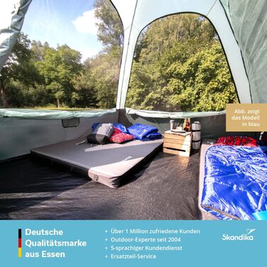 Спальний мішок Skandika Dundee Flanell з бавовни, преміум-якість, з'єднується, двомісний, 3 сезони, до -20°C, 220 x 80/160 см, для кемпінгу та відпочинку на природі (індиго + подушка)