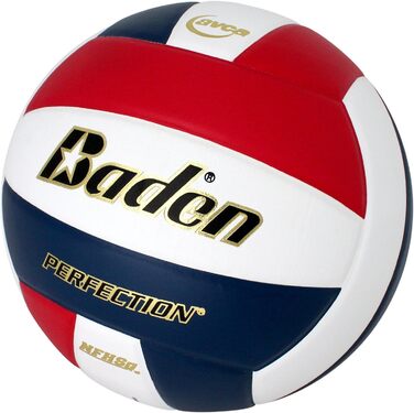 Волейбольний м'яч Baden Perfection Premium Leather, офіційний, 13U - Коледж, червоно-біло-морський