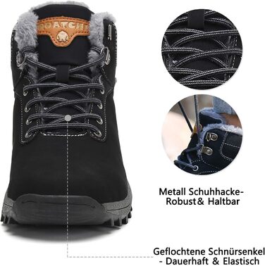 Зимові черевики для чоловіків та жінок. Теплі зимові чоботи Outdoor. Чорні черевики для снігу, 40 EU