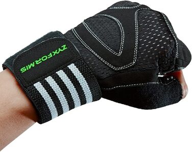 Фитнес рукавички для тренувань з підтримкою зап'ястя, чорні, розмір M. Рукавички для занять у спортзалі, велоспорту та тренувань.