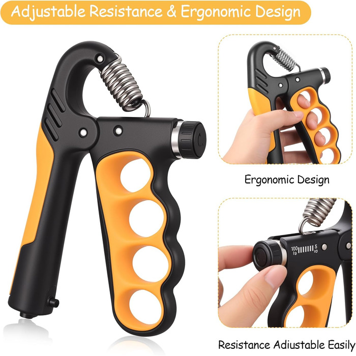 Регульований ручний тренажер для зміцнення рук та пальців, 5-100 кг, набір для тренувань, помаранчевий