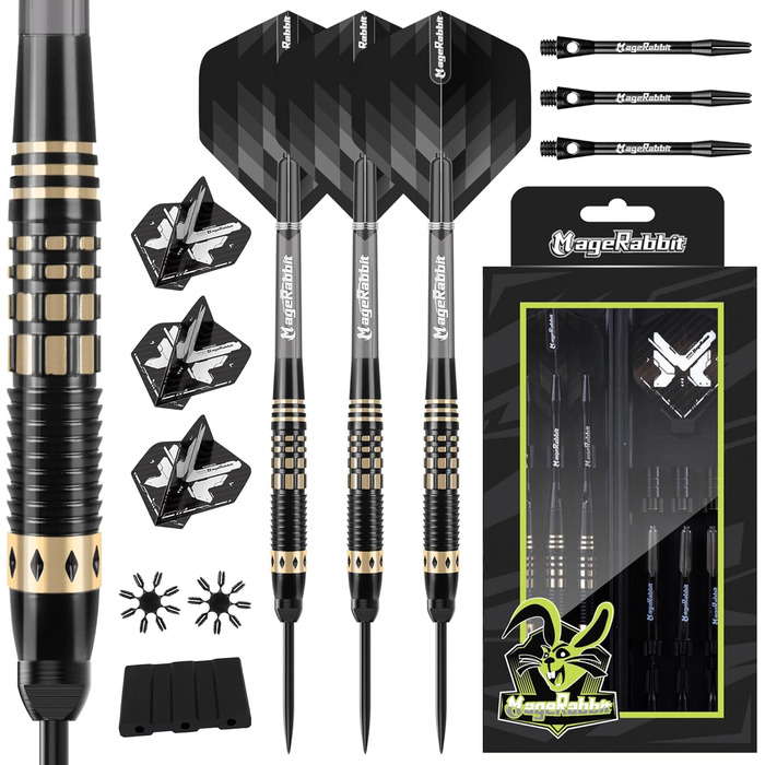 Дарти сталеві професійні 21г (3 шт.) з металевими наконечниками, алюмінієвими стеблами та пір'ями - набір для гри в дартс