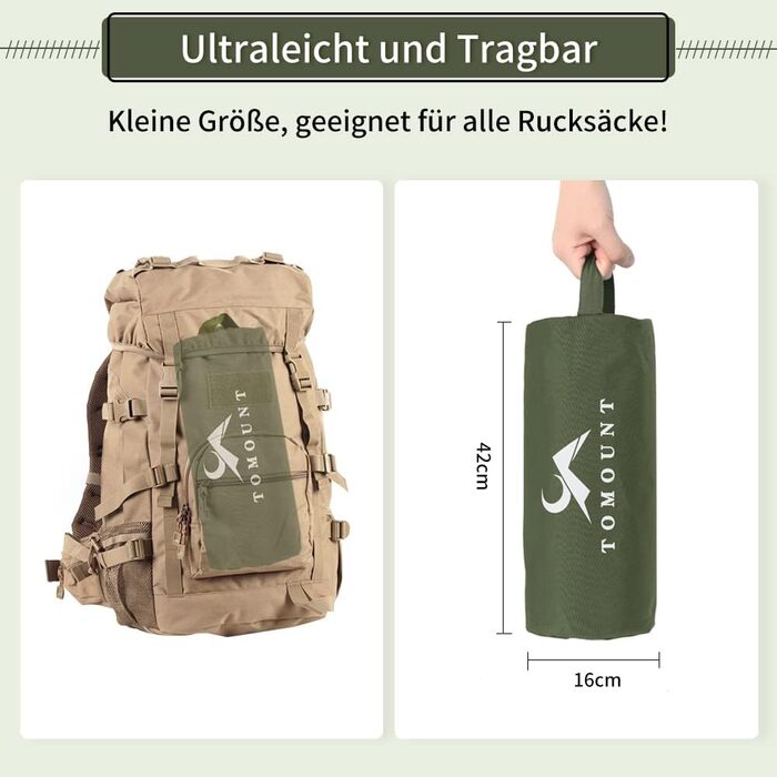 TOMOUNT Легке розкладне ліжко з алюмінію для кемпінгу - компактне, портативне, для відпочинку на природі, подорожей, пляжу (зелене)